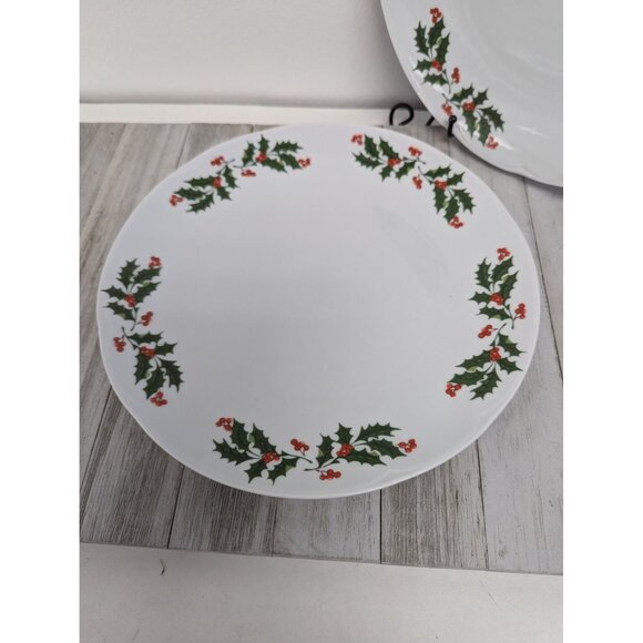 Apulum Romania Holly & Berries Dinner Plates Set of 2 - Picture 2 of 7
